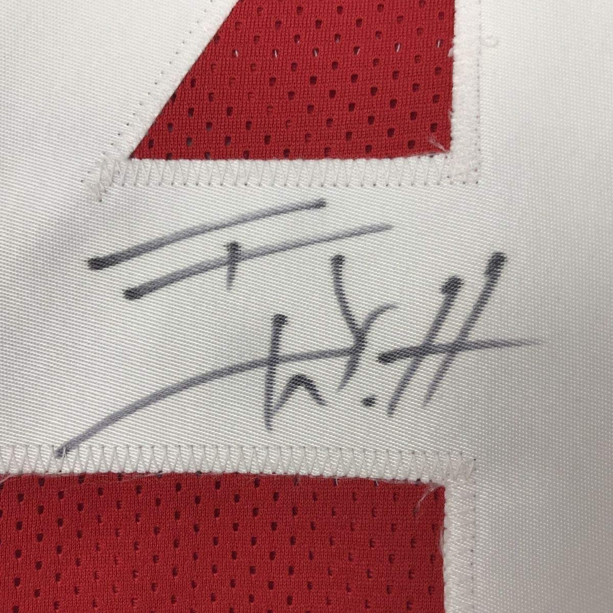Framed Autographed/Signed TJ T.J. Watt 33x42 Wisconsin Red College Football Jersey JSA COA