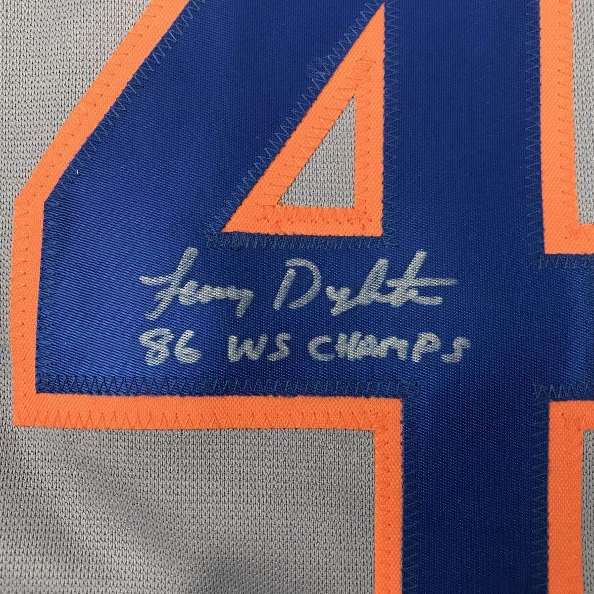 Framed Autographed/Signed Lenny Dykstra 86 WS Champs 33x42 New York Grey Baseball Jersey JSA COA