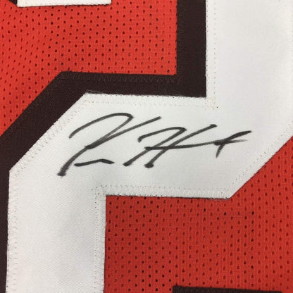 Framed Autographed/Signed Kareem Hunt 33x42 Cleveland Orange Football Jersey JSA COA