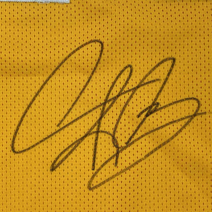 Framed Autographed/Signed Dennis Rodman 33x42 Los Angeles LA Yellow Basketball Jersey JSA COA