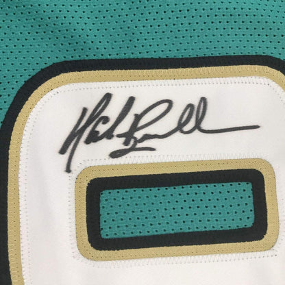 Framed Autographed/Signed Mark Brunell 33x42 Jacksonville Teal Football Jersey JSA COA