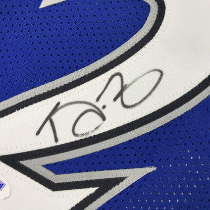 Framed Autographed/Signed Kevin Garnett 33x42 Minnesota Blue Basketball Jersey PSA/DNA COA