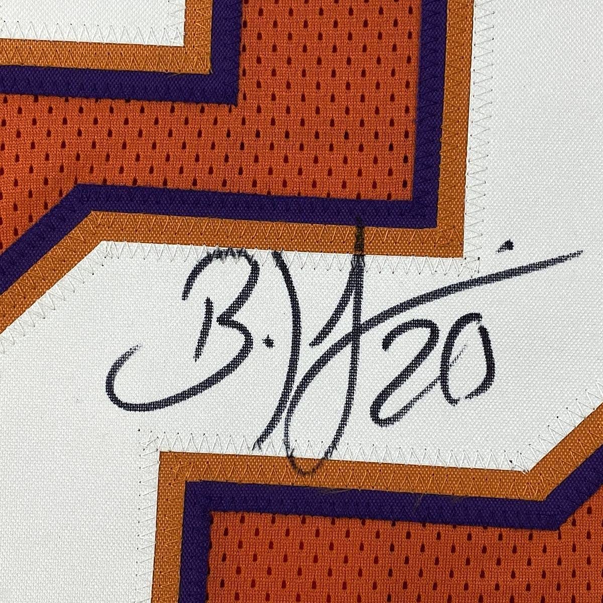 Framed Autographed/Signed Brian Dawkins 33x42 Clemson Orange College Football Jersey Beckett BAS COA