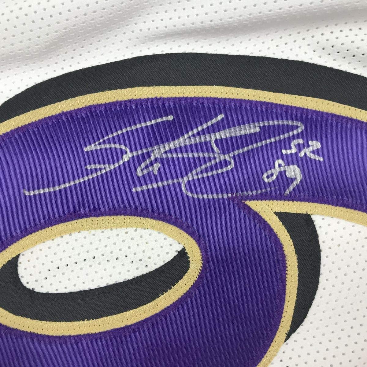 Framed Autographed/Signed Steve Smith Sr. 33x42 Baltimore White Football Jersey JSA COA