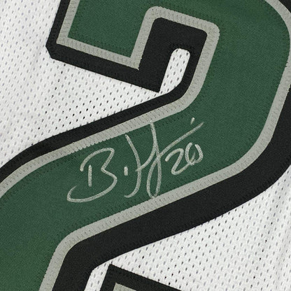 Framed Autographed/Signed Brian Dawkins 33x42 Philadelphia White Football Jersey JSA COA