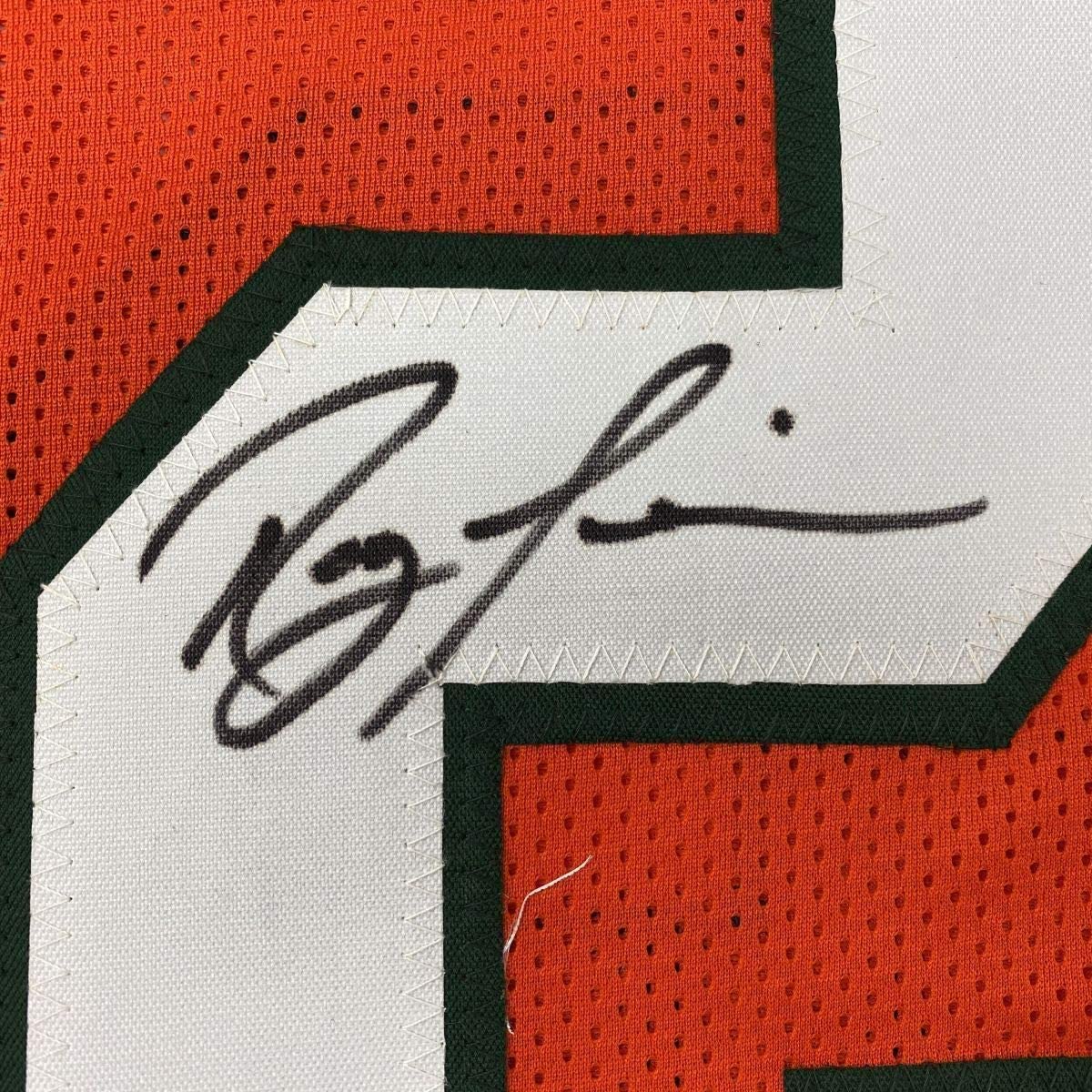 Framed Autographed/Signed Ray Lewis 33x42 Miami Orange College Football Jersey Beckett BAS COA