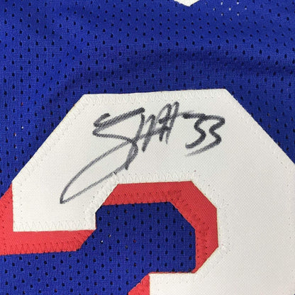 Framed Autographed/Signed Tobias Harris 33x42 Philadelphia Blue Basketball Jersey JSA COA