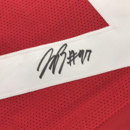 Framed Autographed/Signed Joey Bosa 33x42 Ohio State Red College Football Jersey JSA COA