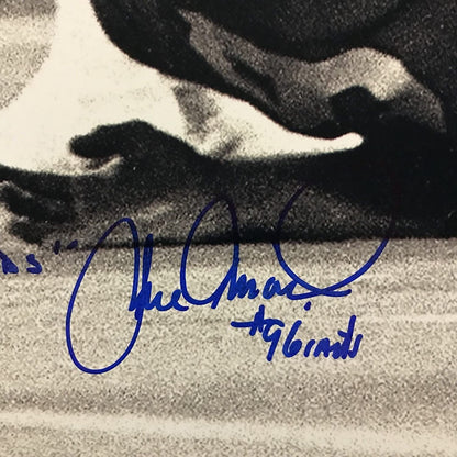Autographed/Signed Herm Edwards & Joe Pisarcik Inscribed Miracle at the Meadowlands 16x20 Football Photo JSA COA