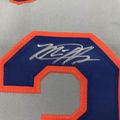 Autographed/Signed Michael Conforto New York NY Grey Baseball Jersey JSA COA