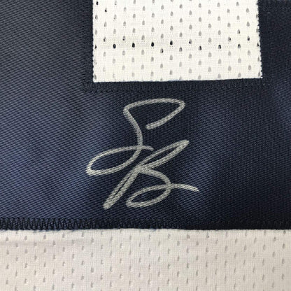 Framed Autographed/Signed Saquon Barkley 33x42 Penn State White College Football Jersey Beckett BAS COA