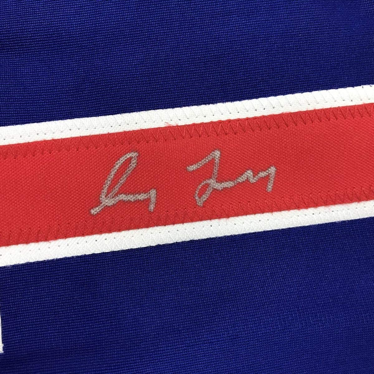 Framed Autographed/Signed Greg Maddux 33x42 Chicago Blue Baseball Jersey JSA COA