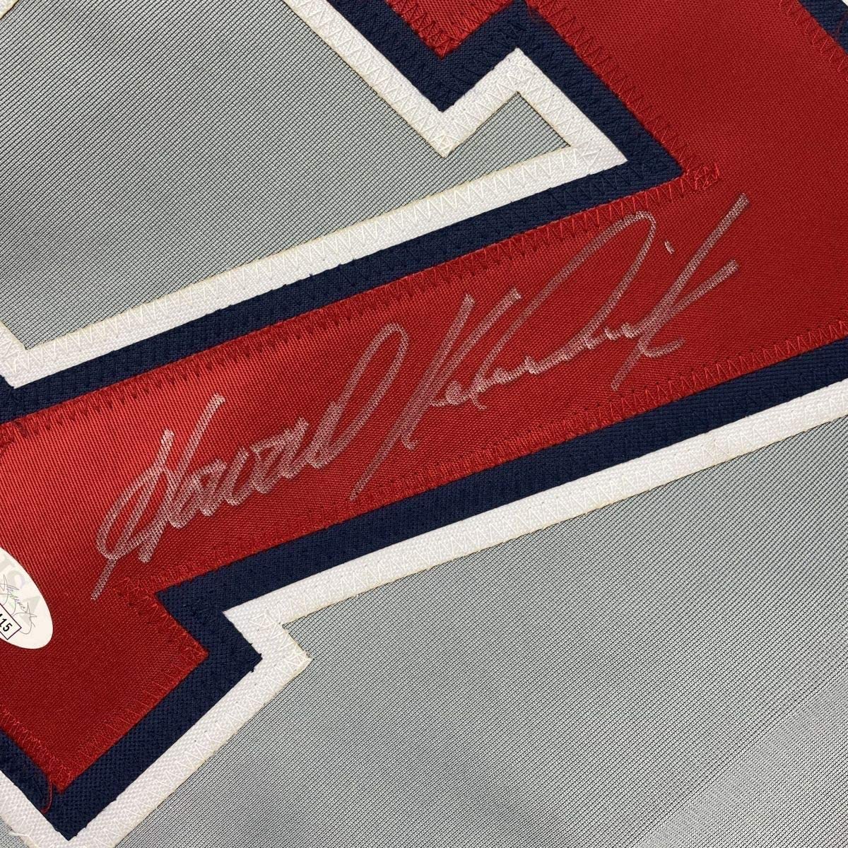 Framed Autographed/Signed Howie Kendrick 33x42 Washington Grey Baseball Jersey JSA COA