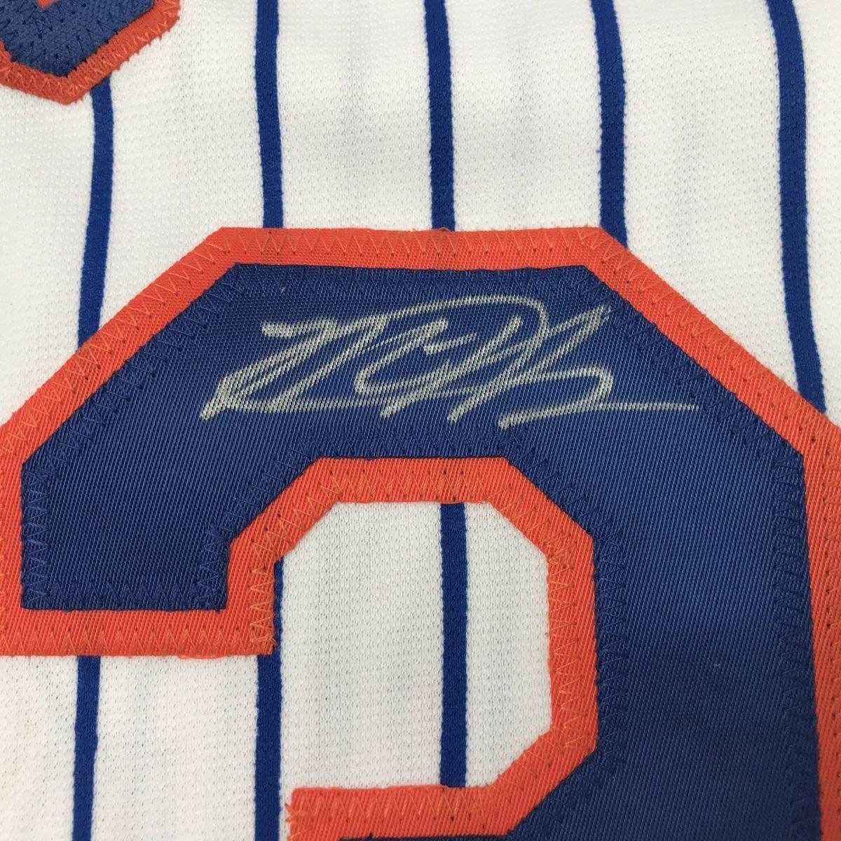 Framed Autographed/Signed Michael Conforto 33x42 New York NY Pinstripe Baseball Jersey JSA COA