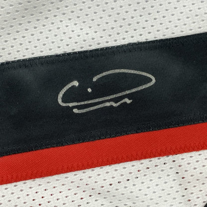 Framed Autographed/Signed Calvin Ridley 35x39 Atlanta White Football Jersey JSA COA