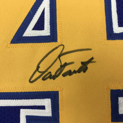 Framed Autographed/Signed Dan Fouts 33x42 San Diego Royal Blue Football Jersey JSA COA