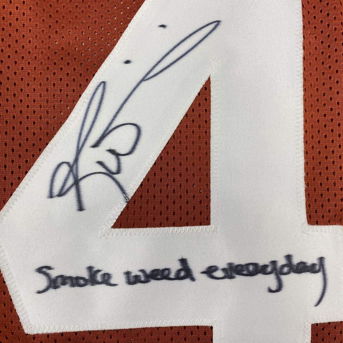 Framed Autographed/Signed Ricky Williams 33x42 Smoke Weed Everyday Inscription Texas Orange College Football Jersey JSA COA