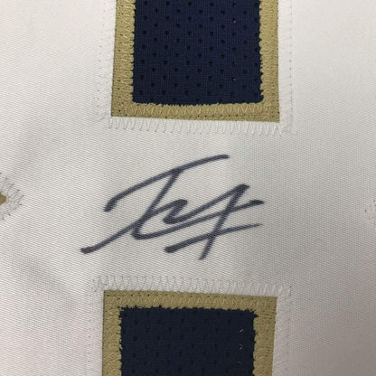 Framed Autographed/Signed Tyler Eifert 33x42 Notre Dame Blue College Football Jersey JSA COA