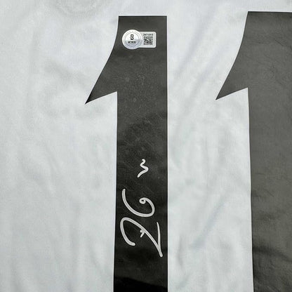 Framed Autographed/Signed Rodrygo Silva de Goes 35x39 Real Madrid White Soccer Jersey Beckett BAS COA