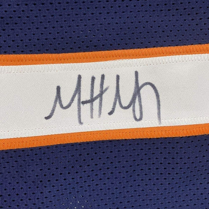 Framed Autographed/Signed Matt Nagy 33x42 Coach Chicago Blue Football Jersey Beckett BAS COA