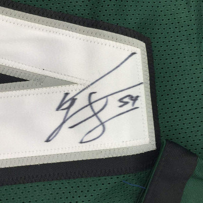 Framed Autographed/Signed Jeremiah Trotter 33x42 Philadelphia Green Football Jersey JSA COA