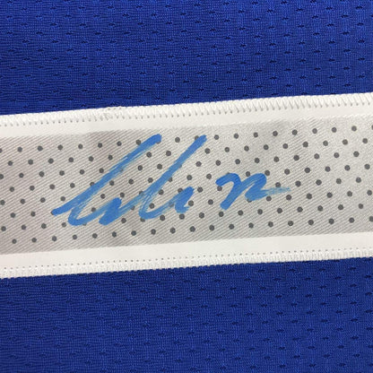 Framed Autographed/Signed Luka Doncic 33x42 Dallas Blue Basketball Jersey PSA/DNA COA