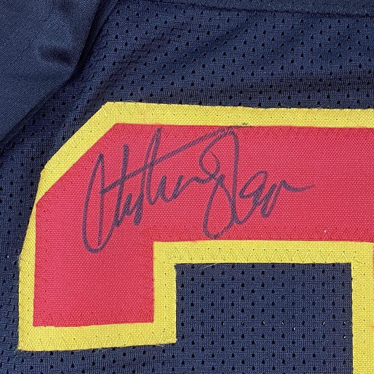 Framed Autographed/Signed Christian Okoye 33x42 Kansas City Black Football Jersey JSA COA