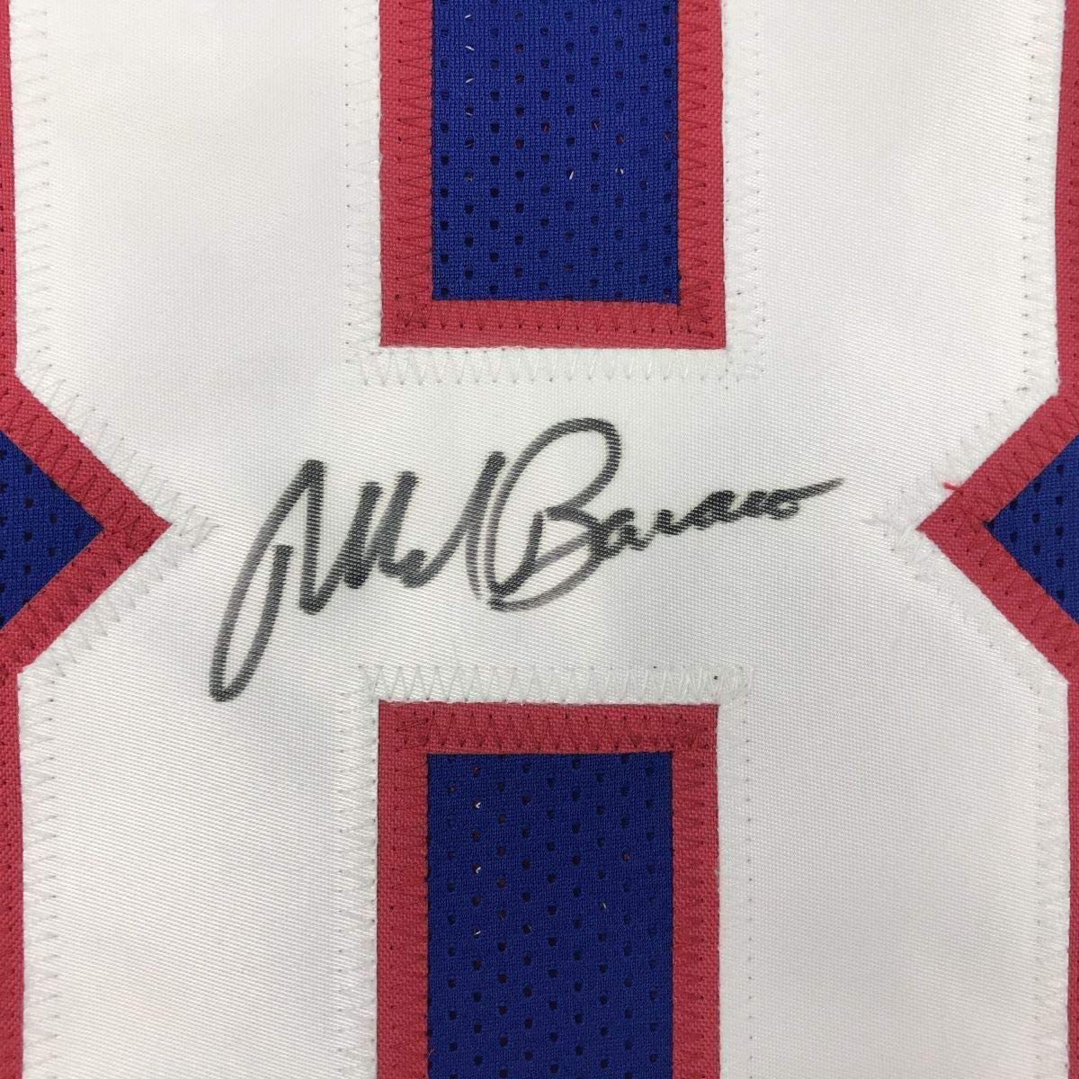 Framed Autographed/Signed Mark Bavaro 33x42 New York Blue Football Jersey PSA/DNA COA