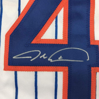 Framed Autographed/Signed Jacob DeGrom 33x42 New York NY Pinstripe Baseball Jersey JSA COA