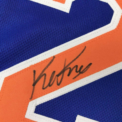 Framed Autographed/Signed Kevin Knox 33x42 New York Blue Basketball Jersey JSA COA