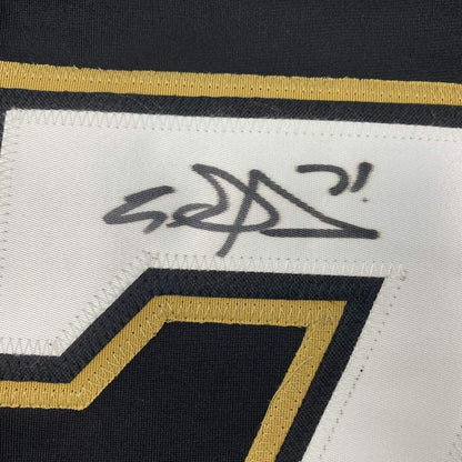 Framed Autographed/Signed Evgeni Malkin 33x42 Pittsburgh Black Hockey Jersey Beckett BAS COA