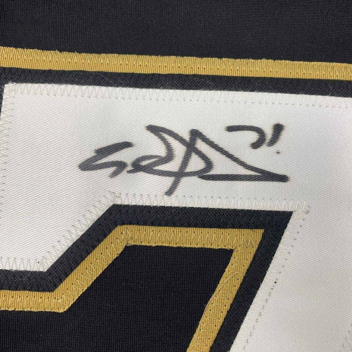 Autographed/Signed Evgeni Malkin Pittsburgh Black Hockey Jersey Beckett BAS COA