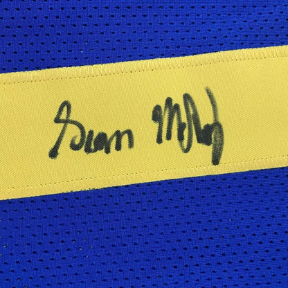 Framed Autographed/Signed Sean McVay 33x42 Los Angeles LA Retro Blue Football Jersey Beckett BAS COA