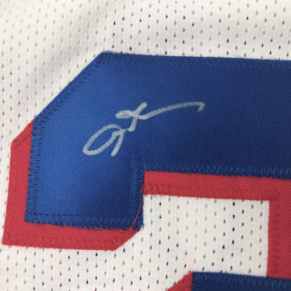 Framed Autographed/Signed Allen Iverson 33x42 Philadelphia White Current Basketball Jersey PSA/DNA COA