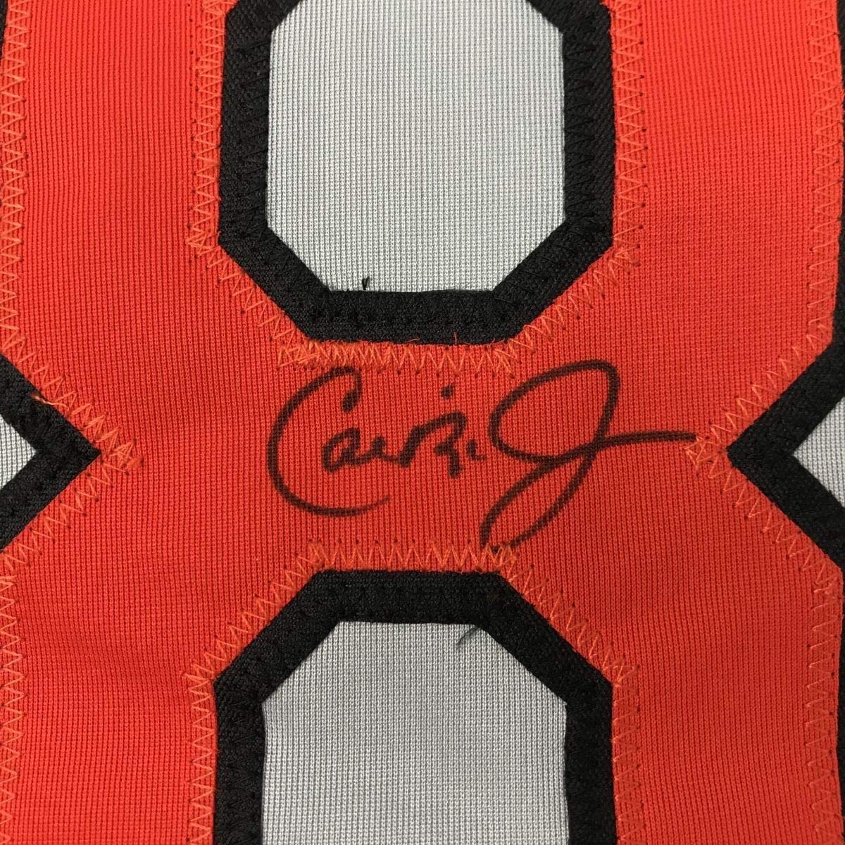 Framed Autographed/Signed Cal Ripken Jr. 33x42 Baltimore Grey Baseball Jersey JSA COA