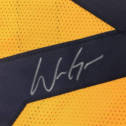 Framed Autographed/Signed Will Grier 33x42 West Virginia Yellow College Football Jersey JSA COA