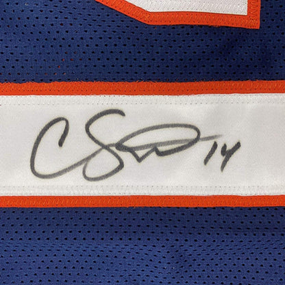 Autographed/Signed Courtland Sutton Denver Blue Football Jersey PSA/DNA COA