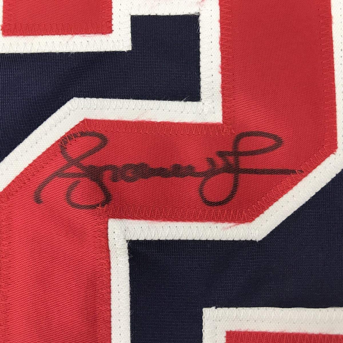 Framed Autographed/Signed Andruw Jones 33x42 Atlanta Blue Baseball Jersey PSA/DNA COA