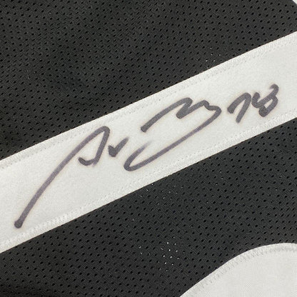 Framed Autographed/Signed Alejandro Villanueva 33x42 Pittsburgh Black Football Jersey JSA COA