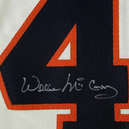 Framed Autographed/Signed Willie McCovey 33x42 San Francisco Cream Baseball Jersey JSA COA