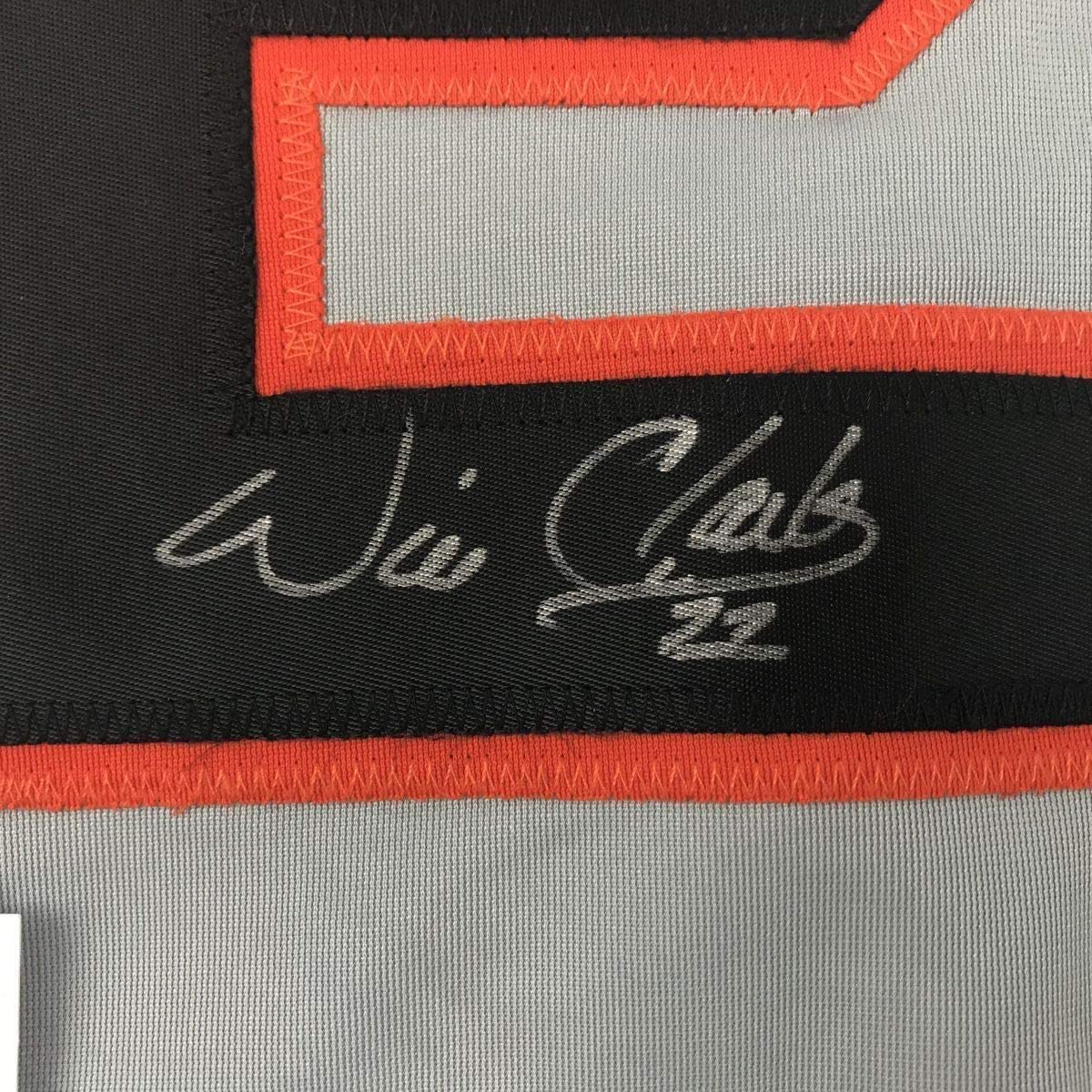 Framed Autographed/Signed Will Clark 33x42 San Francisco Grey Baseball Jersey JSA COA