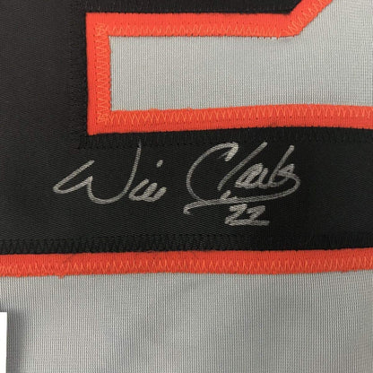 Framed Autographed/Signed Will Clark 33x42 San Francisco Grey Baseball Jersey JSA COA