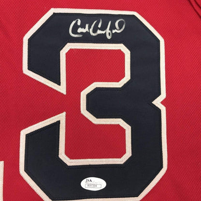Framed Autographed/Signed Carl Crawford 33x42 Boston Red Baseball Jersey JSA COA Holo Only