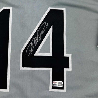 Framed Autographed/Signed Paul Konerko 35x39 Chicago Grey Baseball Jersey TriStar COA