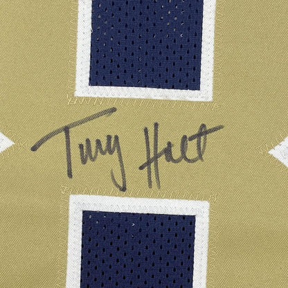 Framed Autographed/Signed Torry Holt 33x42 St. Louis Dark Blue Football Jersey Beckett BAS COA