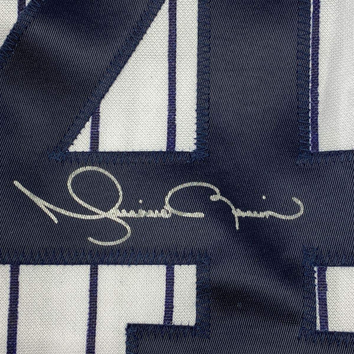 Framed Autographed/Signed Mariano Rivera 33x42 New York Pinstripe Baseball Jersey JSA COA/LOA