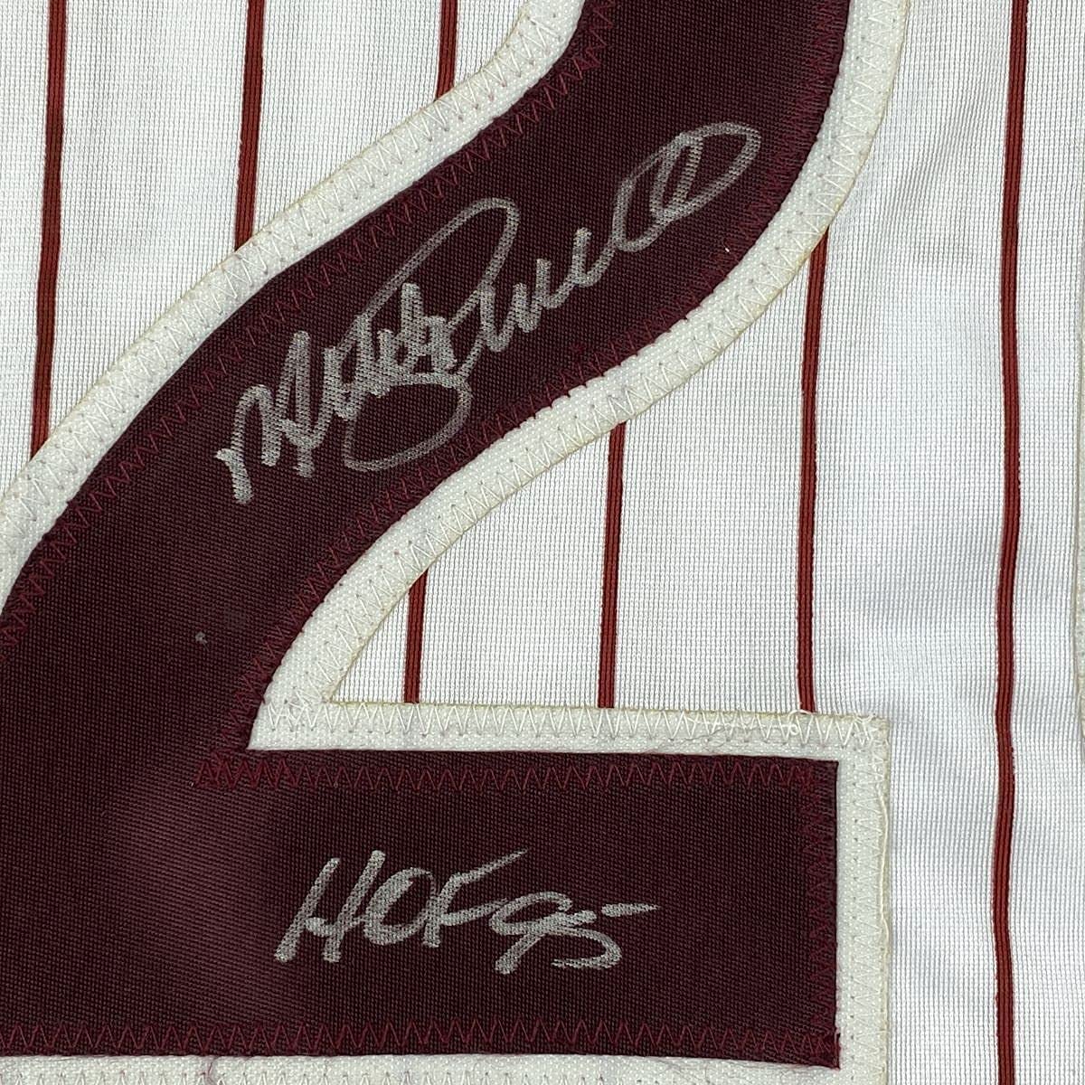 Framed Autographed/Signed Mike Schmidt HOF 95 33x42 Philadelphia Pinstripe Baseball Jersey JSA COA