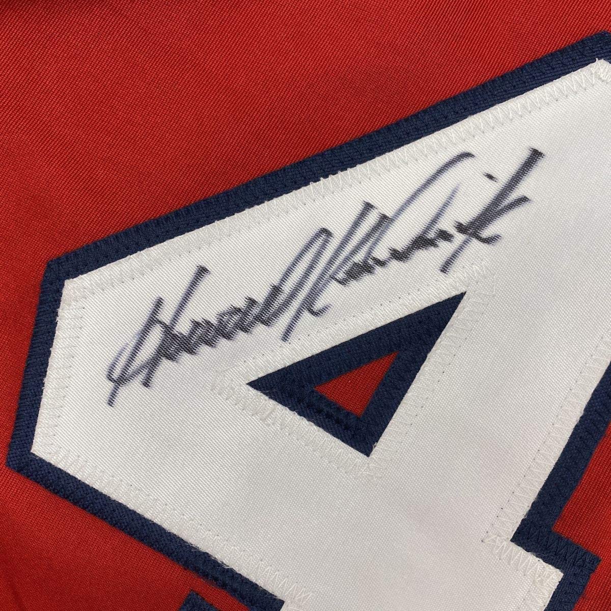 Framed Autographed/Signed Howie Kendrick 33x42 Washington Red Baseball Jersey JSA COA