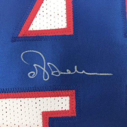 Framed Autographed/Signed Ottis Anderson 33x42 New York White Football Jersey JSA COA
