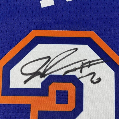 Framed Autographed/Signed Julius Randle 33x42 New York Knicks Blue Basketball Jersey Fanatics COA